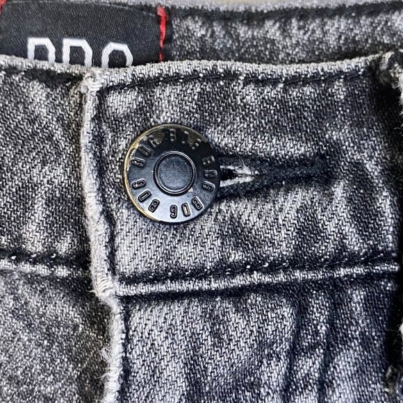 BDG Urban Outfitters Slim Straight Jeans Women 25 Black Distressed Button Custom - Picture 5 of 16
